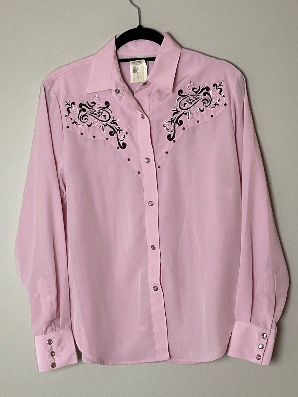 Womens Rod’s Vtg NWT Pink Western Pearl Snaps Blouse Embroidered Rodeo Cowgirl M